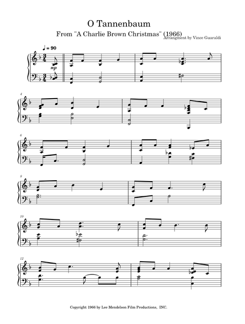 🎄O Tannenbaum🎄arranged by Vince Guaraldi (1966)