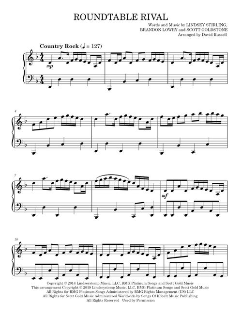 Roundtable rival - Lindsey Stirling (Easy Piano)