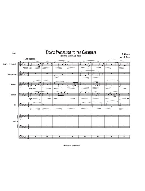 Elsa's Procession to the Cathedral for brass quintet and organ (Arr. Marc Goris) - R. Wagner (Small Ensemble)