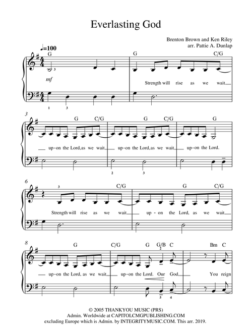 Everlasting God (Arr. Pattie A. Dunlap) - Lincoln Brewster (Piano Vocal)