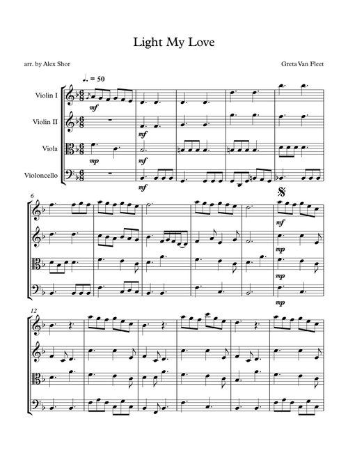 Light My Love (Arr. arr. by Alex Shor) - Greta Van Fleet (String Quartet)