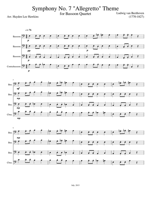 Symphony No. 7 "Allegretto" - Bassoon Quartet