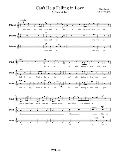 Can t Help Falling In Love Trumpet/Cornet Trio