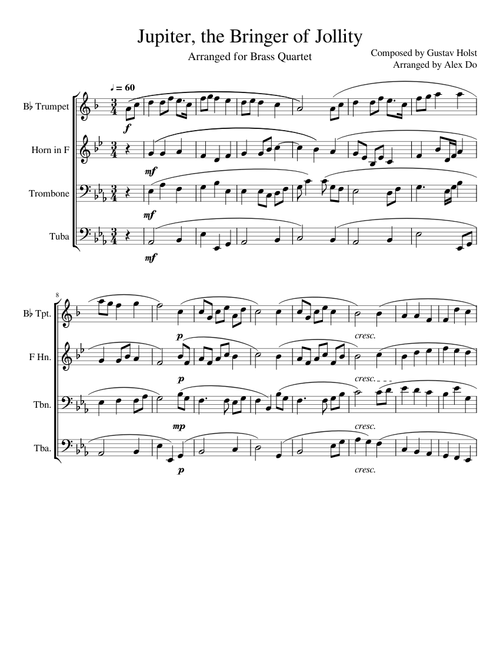 Jupiter, the Bringer of Jollity - for Brass Quartet