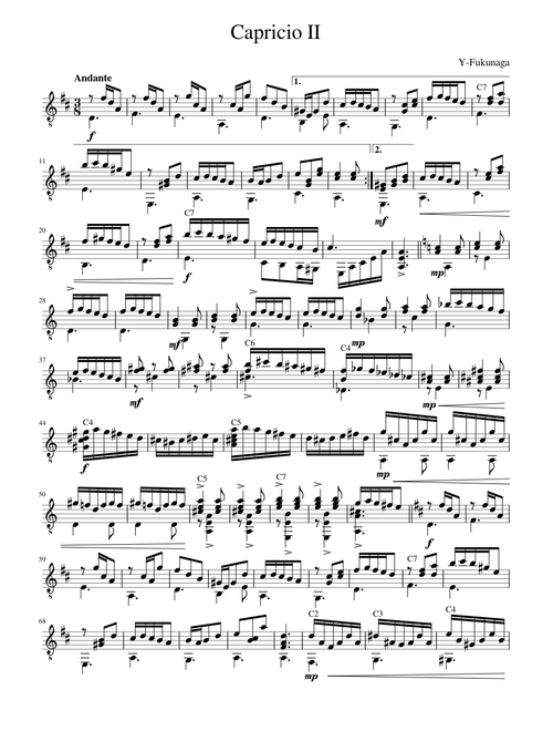 Capricio Ⅱ For Guitar / Y-Fukunaga