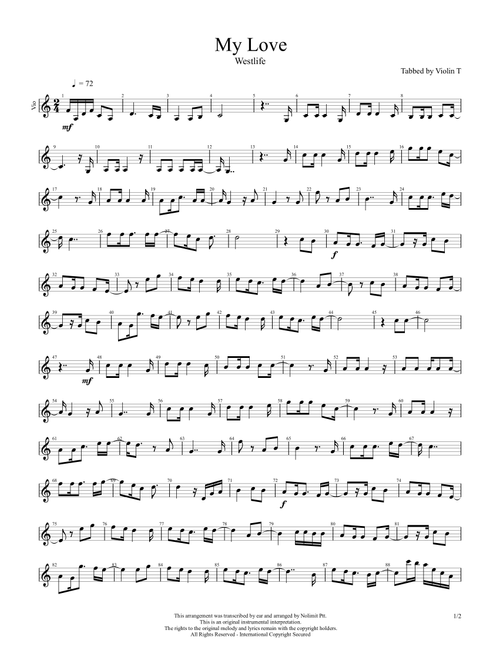 My Love - Wëstlife (Violin Solo)