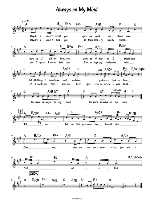 Always on My Mind Saxo Alto
