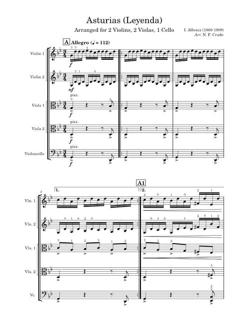 Asturias (Leyenda) Arranged for Unorthodox Quintet