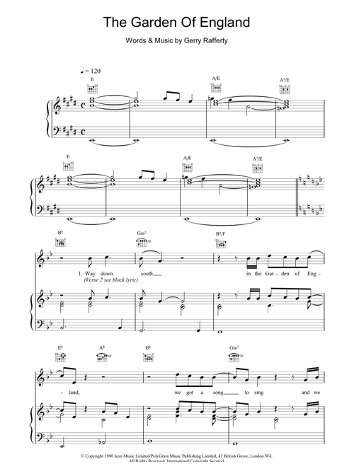 The Garden Of England - Gerry Rafferty (Piano-Vocal-Guitar (Piano Accompaniment))