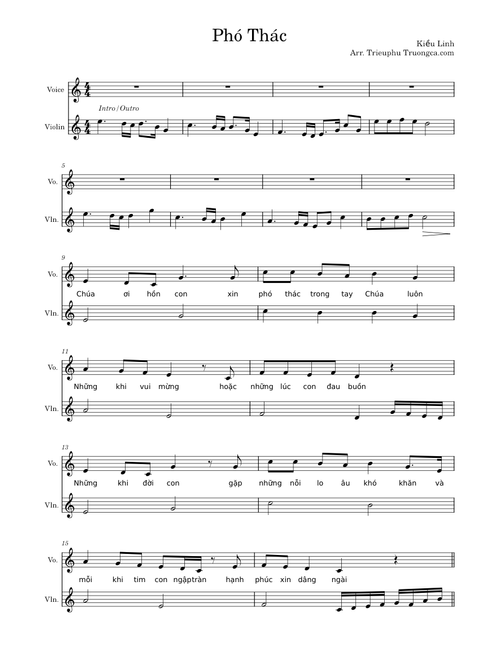 Phó Thác Kiều Linh (Tone C, thêm Bè Violin) – Trần Triệu Phú