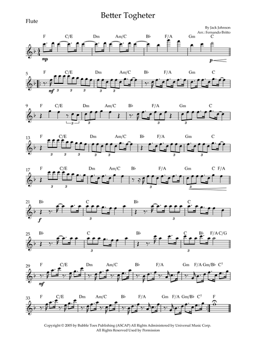 Better Together (Arr. Fernando Britto) - Jack Johnson (Flute Solo)