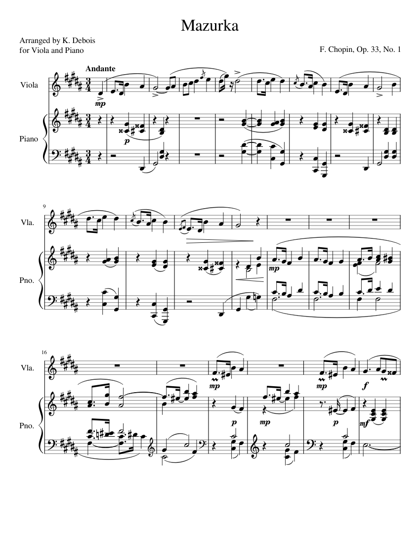 メゾピアノ Mazurka Op. 33, No. 1 in G-sharp Minor (F. CHOPIN) Sheet