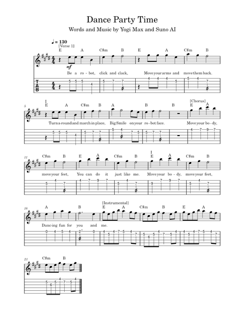 Dance Party Time in E Major