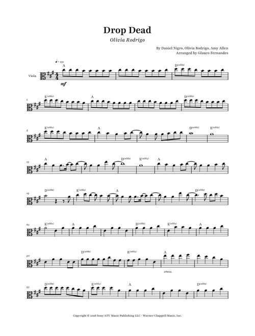 Drop Dead (Arr. Glauco Fernandes) - Olivia Rodrigo (Viola Solo)