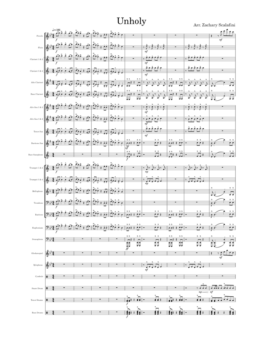 Unholy Sheet Music for Trombone, Euphonium, Flute piccolo, Flute & more ...
