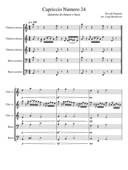 Caprice 24 – Niccolò Paganini Niccolò Paganini Capriccio Numero 24 - guitar and bass
