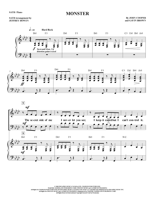 Monster (Arr. Jeffrey Bowen) - Skillet (Choral, SATB)