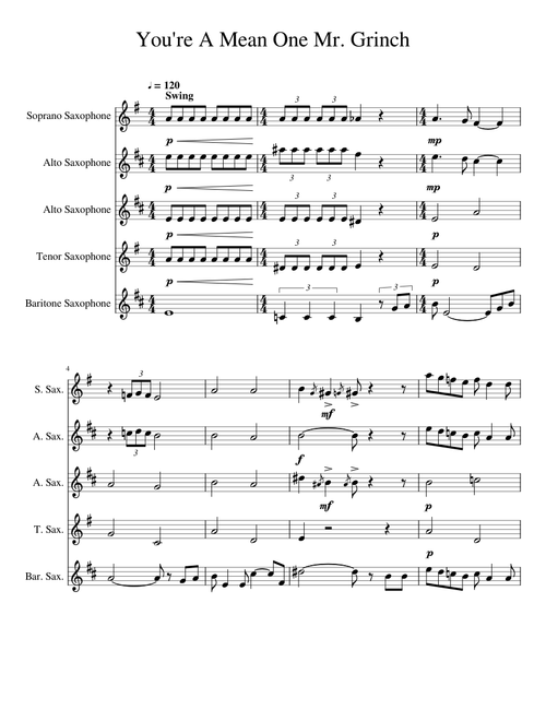 You're a Mean One Mr. Grinch Sax Quintet