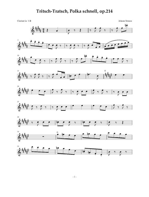 Tritsch-Tratsch Polka - Johann Strauss (Clarinet Solo)