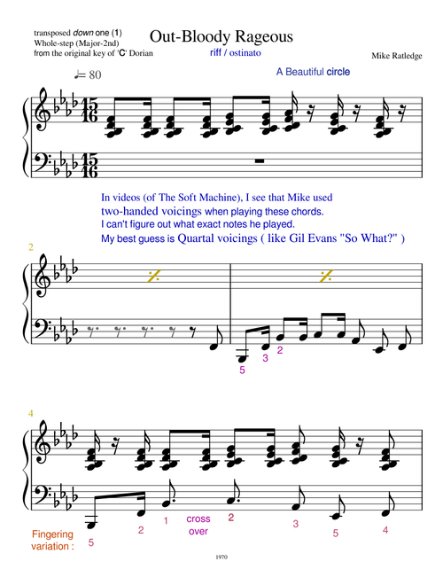 Out-Bloody Rageous – Soft Machine riff in B-flat dorian mode