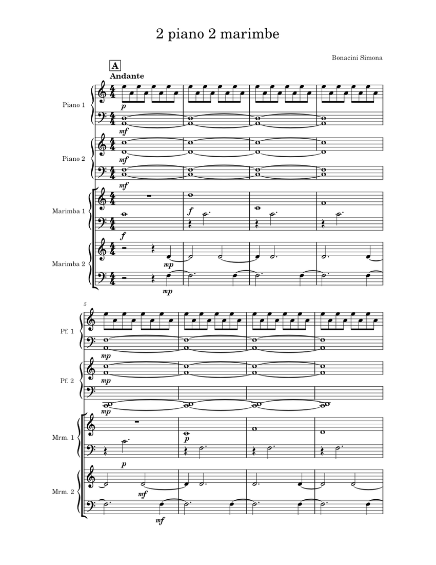2_piano_2_marimbe def Sheet music for Piano, Marimba (Mixed Quartet