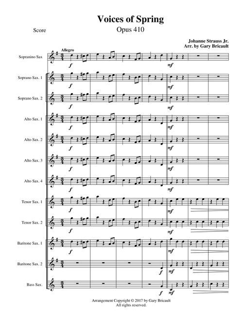 Voices of Spring - Opus 410 (Arr. Gary Bricault) - Johanne Strauss Jr. (Woodwind Ensemble)
