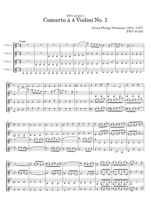 Telemann - Concerto for 4 Violins No. 3 Sheet Music for Violin