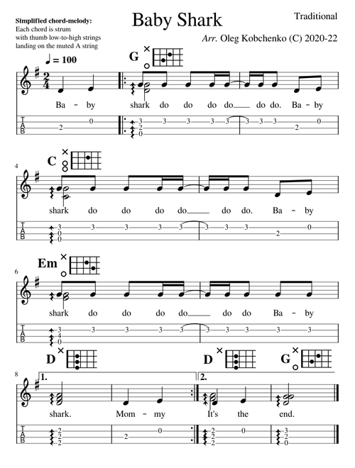 Baby Shark – Ukulele