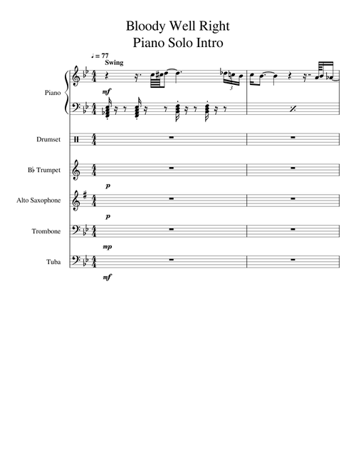 Bloody Well Right Piano Solo Intro