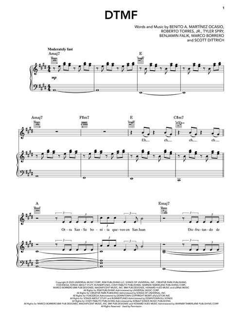 DtMF - Bad Bunny (Piano-Vocal-Guitar)