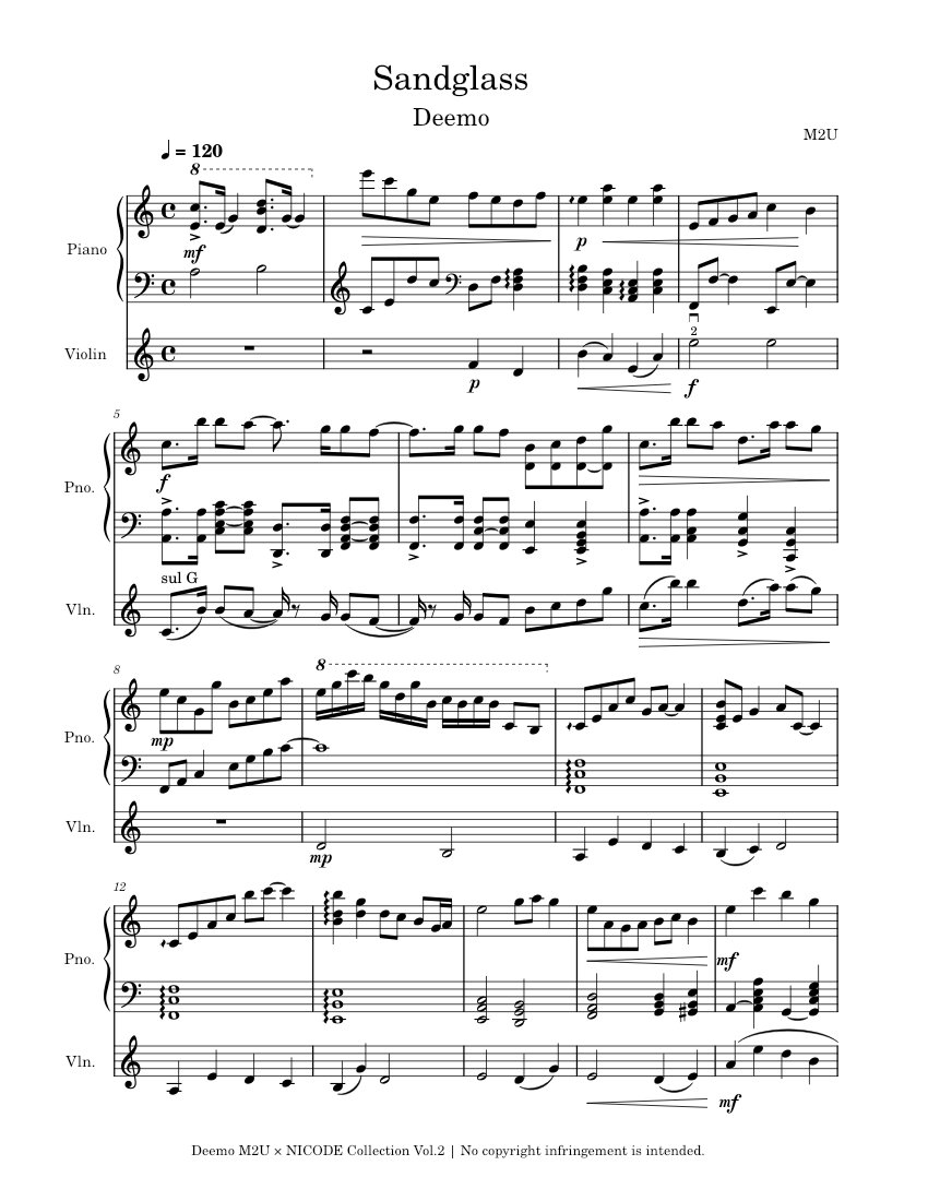 Sandglass – M2U Sheet music for Piano, Violin (Mixed Duet) | Musescore.com