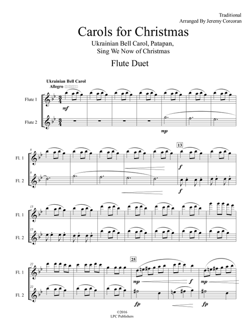 Carols for Christmas A Medley for Two Flutes (Arr. Jeremy Corcoran) - Traditional (Flute Duet)