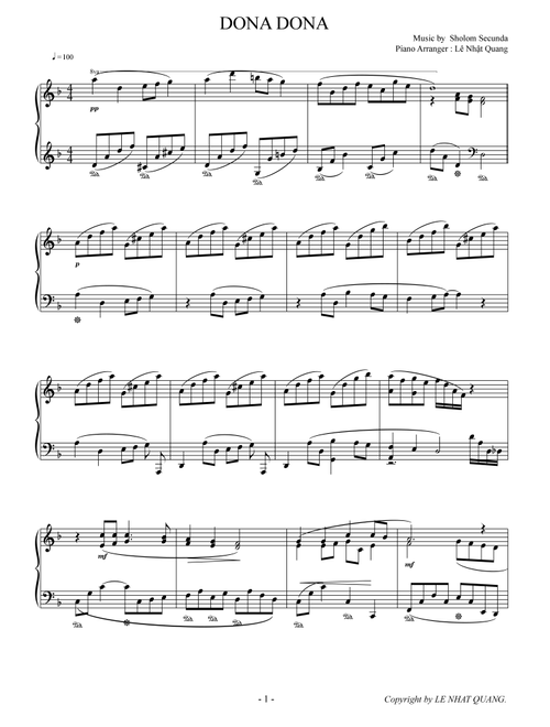 Dona Dona (hargail Version) (Arr. Le Nhat Quang) - Teddi Schwartz, Sheldon Secunda, Arthur Kevess (Piano Solo)