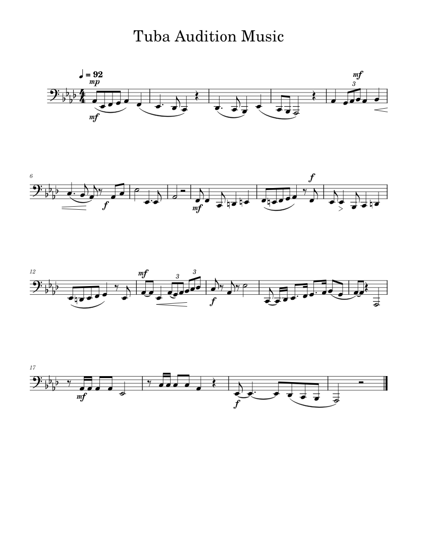 Tuba_Audition_Music Sheet music for Tuba (Solo)