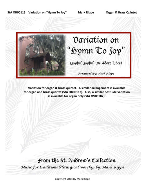 Hymn To Joy (StA OB00113) (Arr. Mark Rippe) - Ludwig van Beethoven (1770-1827) (Small Ensemble)