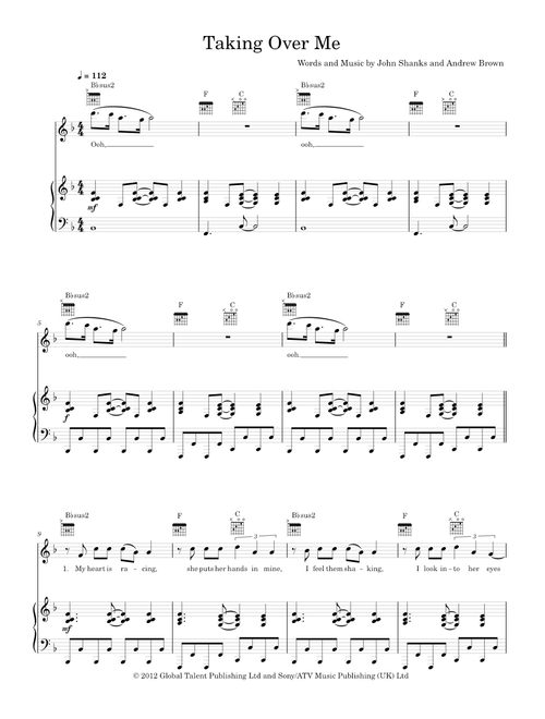 Taking over me - Lawson (Piano-Voice-Guitar)