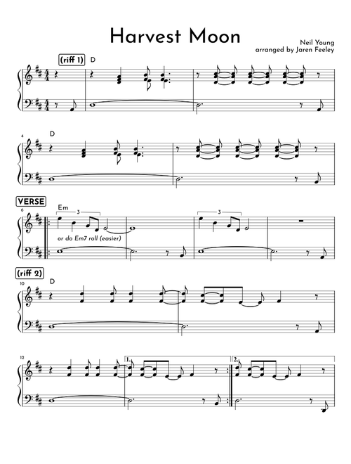 Harvest Moon (simple piano arrangement)
