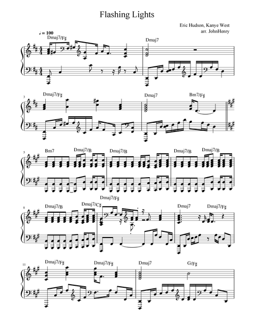 Flashing Lights (Arr. JohnHenry) - Kanye West (Easy Piano)