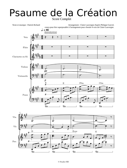 Psaume de la Création – Patrick Richard Psaume de la Création - Texte et musique : Patrick Richard - Arrangement : Claire Lauvergne