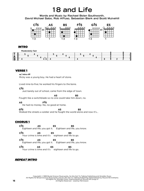 18 And Life - Skid Row (Really Easy Guitar)