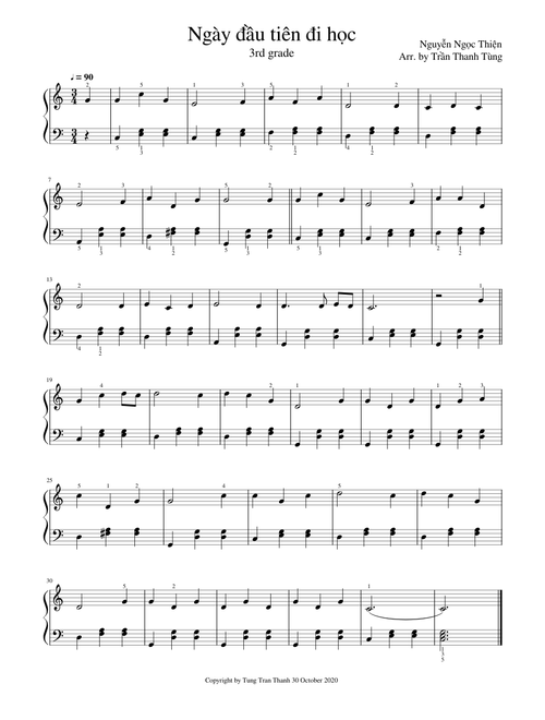 Ngày đầu tiên đi học-Piano-3rd grade-Arr. by TTT