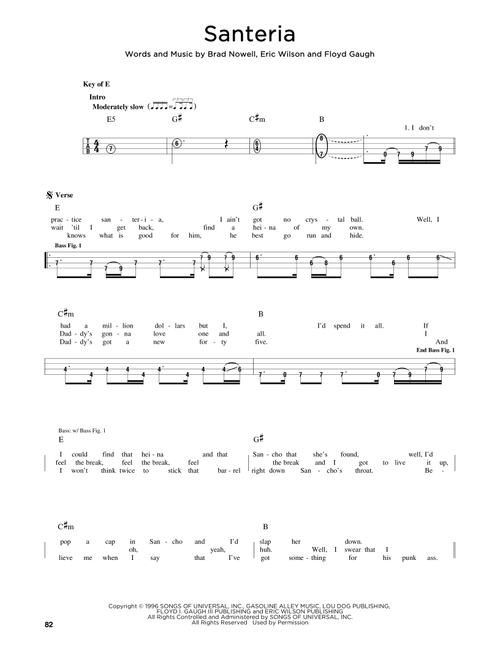 Santeria - Sublime (Easy Bass Tab)