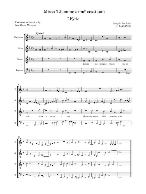 Josquin des Prez: Kyrie from the Missa 'L'homme armé' sexti toni