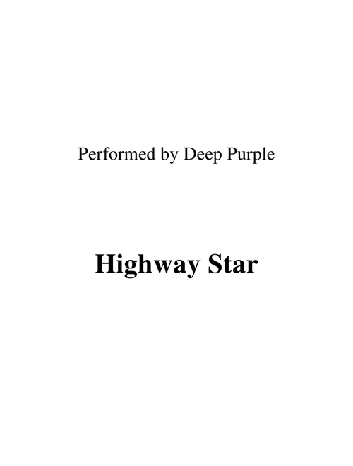 Highway Star (Arr. RWM) - Deep Purple (Lead Sheet - Fake Book)