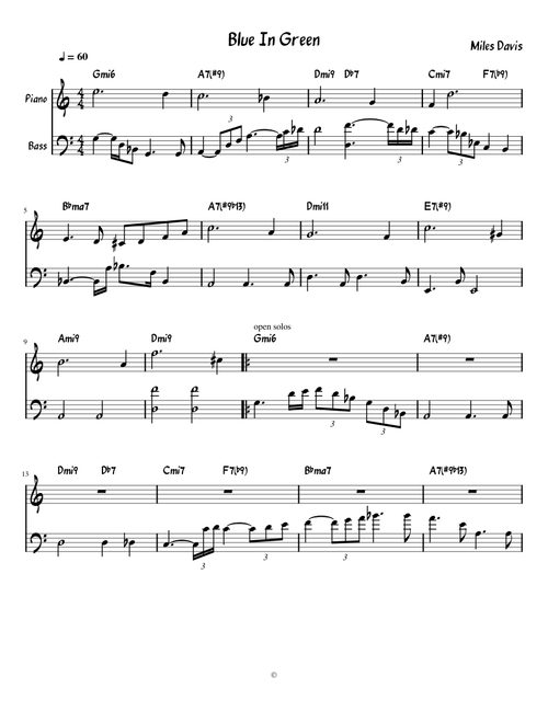 Blue in Green Piano Solo
