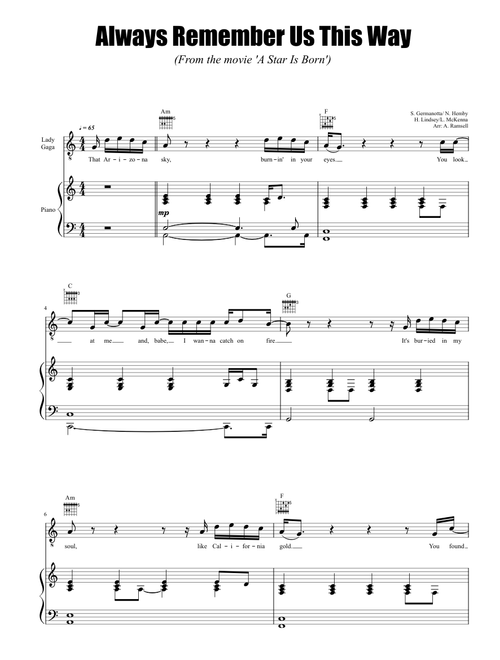 Always Remember Us This Way - Lady Gaga