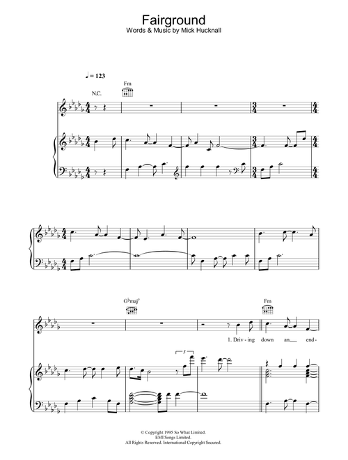 Fairground - Simply Red (Piano-Vocal-Guitar (Piano Accompaniment))