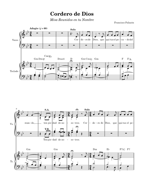 Cordero de Dios - Misa Reunidos en su Nombre- (Francisco Palazón) -simple-