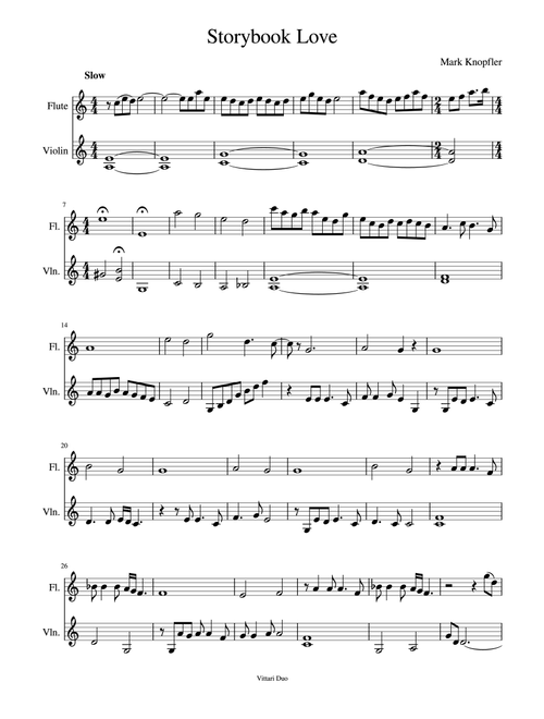 Once Upon A Time...storybook Love (Arr. Nia Squirrell, Vittari Duo) - Mark Knopfler (Instrumental Duet)