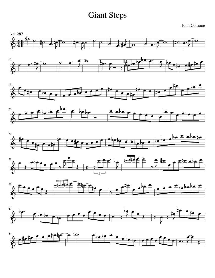 Giant Steps Sheet Music for Saxophone tenor (Solo) | MuseScore.com